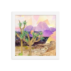 Joshua Tree Wandkunst – Recycling Collage mit Rahmen | Wüsten Dekor | Eco Geschenk für Naturliebhaber | Nationalpark Druck