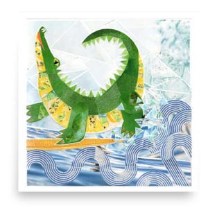 arte per bambini con alligatori / arte murale con alligatori / arte delle Everglades della Florida / decorazioni per bambini con surfisti / decorazioni per bambini con paludi / spiaggia con alligatori