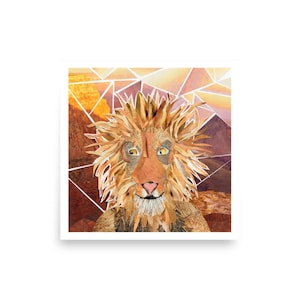 lion nursery decor | geometric wall art | boho nursery decor | kids room decor | safari baby shower gift | handmade collage art