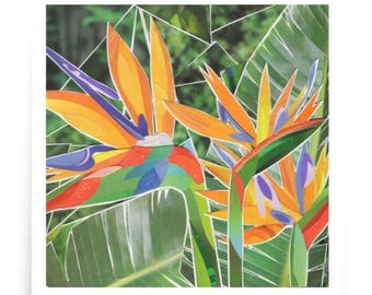 Impresión de aves del paraíso / Arte mural de flores tropicales / Decoración botánica llamativa