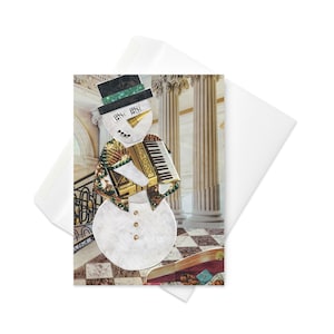 piano accordion playing snowman christmas card | musical christmas gift
