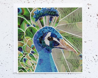 peacock card | peacock print | emerald green | peacocks invitation | peacock notecard | peacock decor | exotic bird art | peacock feathers
