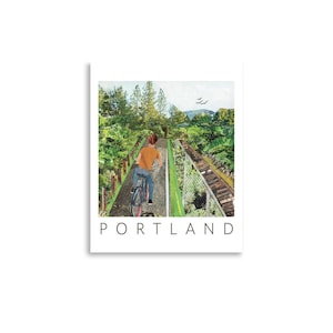 portland poster | portland or art print | unique collage art oregon travel print | portland gift