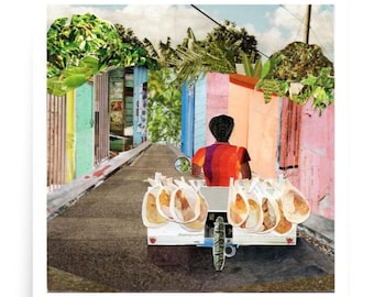 carribean wall art | bread art print | dominican republic | dominican art | colorful kitchen decor | tropical chic decor