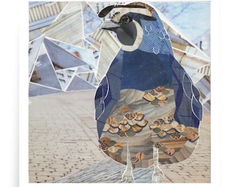 Blaue Wachteln Kunstdruck | Magazin Collage Vogel Dekor