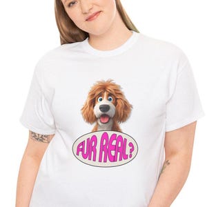 Cartoon schattige hondenbont T-shirt van echt zwaar katoen, cadeau pup minnaar, shirt hondeigenaar, t-shirt hond moeder, HONDENSLEUTEL hondencartoon