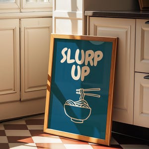 Slurp Up Noodle Wall Art , Noodles Wall Art, Ramen Kitchen Art Trendy Wall Art, Japanese Food wall art, Ramen Print Poster. Food poster