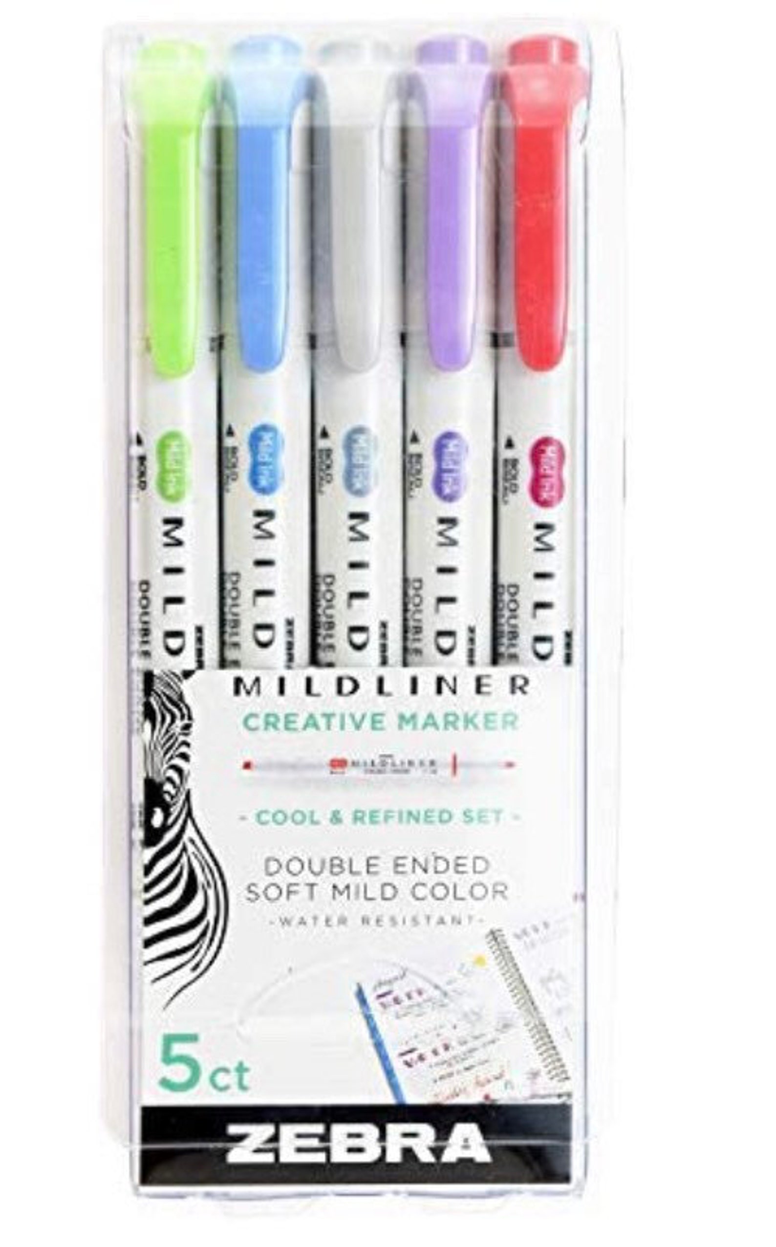Zebra Pen Mildliners 5ct Set Etsy