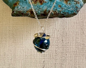 Fried glass marble blueberry necklace