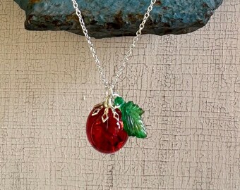 Fried glass marble Apple necklace