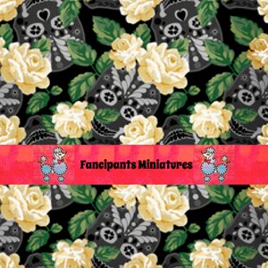 Skulls & Cabbage Roses miniature wallpaper Art paper