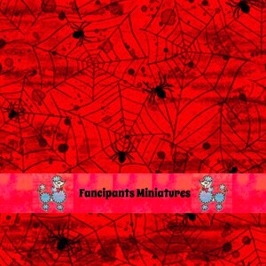 Spooky spiders & Blood red wallpaper Miniature Dollhouse