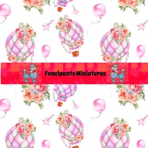Sweet Hot Air Balloons miniature wallpaper for art/ junk journal/scrapbook