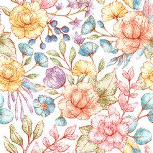 Miniature dollhouse shabby chic floral wallpaper DIGITAL DOWNLOAD
