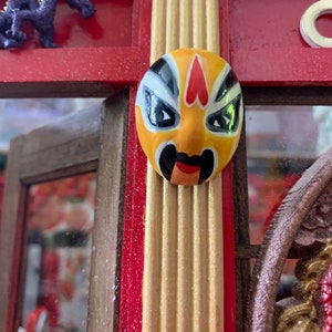 Miniature vintage Chinese Opera mask - Dollhouse Art - Gold