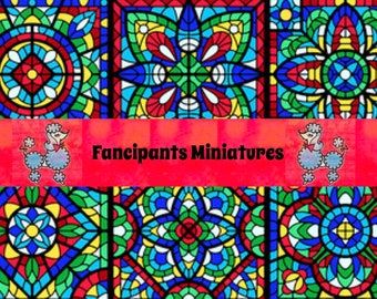 Stained glass Wallpaper~Art paper~tile Miniature Printable