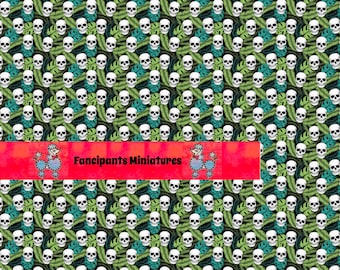 Tropical Skulls wallpaper Art paper Miniature Printable