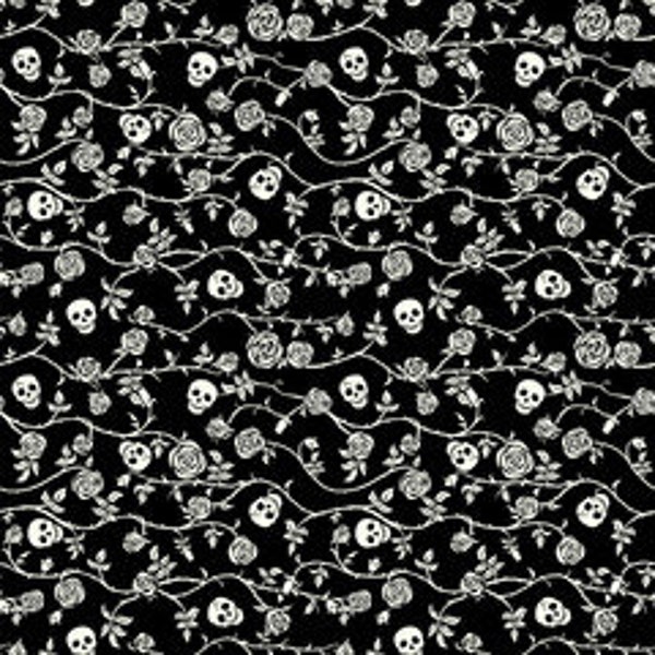 Rose vines and skulls miniature dollhouse wallpaper