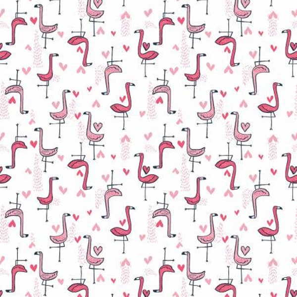 Summer Lovin - white Flamingos by Clara Jean for Dear Stella