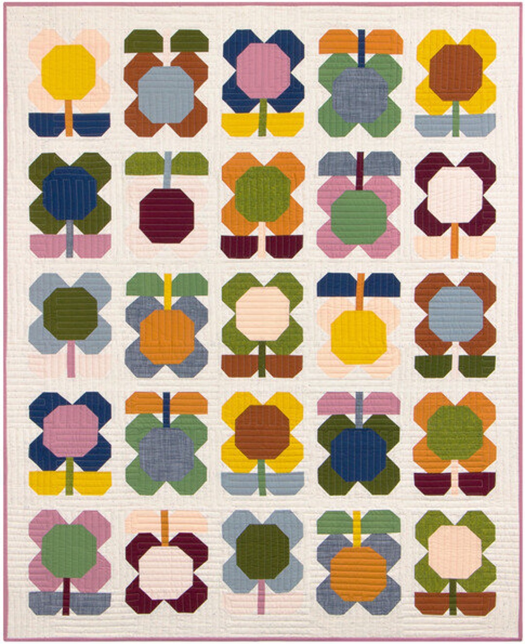 Folk Blooms Quilt Kit Featuring Pen & Paper Palette Picks for Robert Kaufman Fabrics Etsy