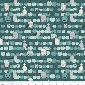 Spooky Hollow Pumpkin Field in Teal by Melissa Mortenson for Riley Blake Designs