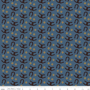 Wild Rose Horseshoes in Denim by RBD Designers for Riley Blake Designs