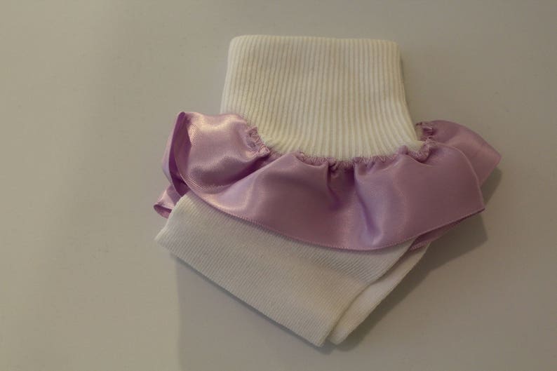 Girls/' Ruffled Sock-Lilac Satin