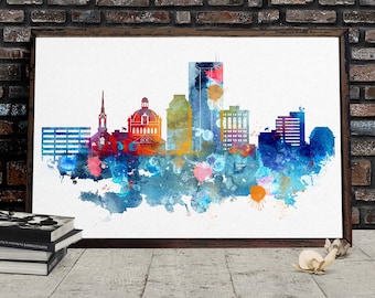 Lexington aquarel digitale Poster, Kentucky City skyline, aquarel Cityscape, afdrukbare aquarel wand decor