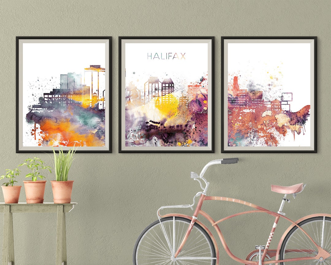Halifax Set of 3 Prints, Halifax Nova Scotia Skyline, 3 Pieces Wall Art