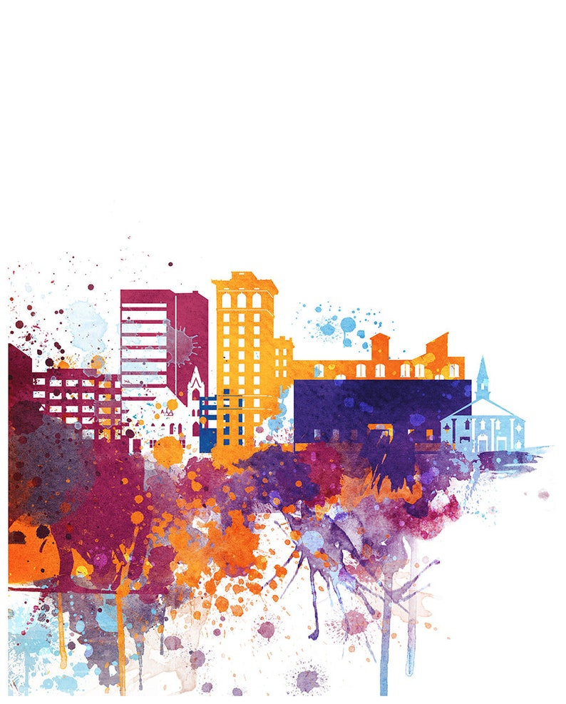 Greenville Set of 3 Prints Greenville Skyline 3 Pieces Wall Etsy