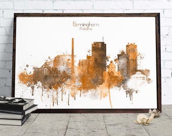 Buffalo City Copper Skyline Buffalo NY Digital Poster Watercolor Cityscape Printable Brown Wall decor Digital Download Big size printable
