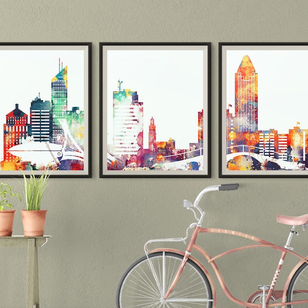 Montreal Set of 3 Downloadable prints Canada Digital Download Travel Gift Cityscape Montreal Triptych set Colourful Home and Office posters