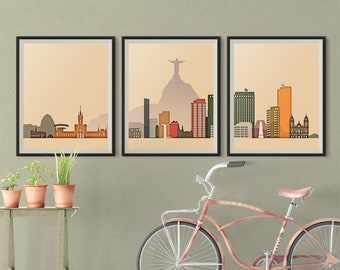 Rio De Janeiro Print Set, Brazil Cityscape Triptych (Digital Download)