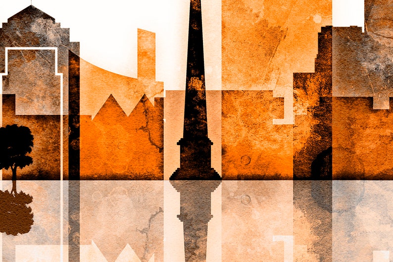 Buffalo City Copper Skyline Buffalo NY Digital Poster Watercolor Cityscape Printable Brown Wall decor Digital Download Big size printable