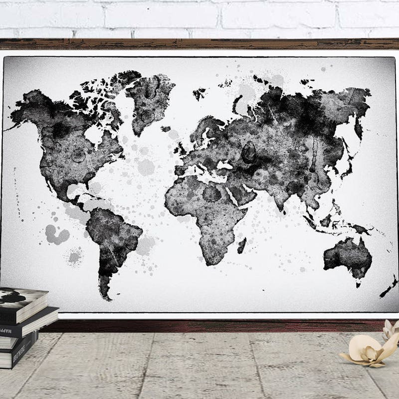 White World Map - Etsy