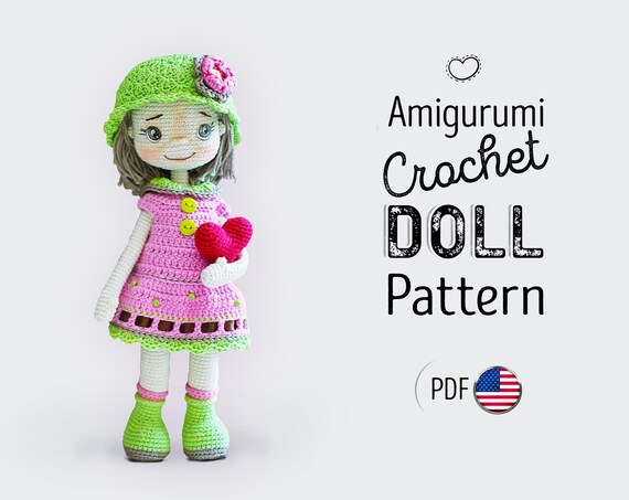 Crochet doll PATTERN in ENGLISH, stuffed doll pattern, amigurumi tutorial, amigurumi doll pattern pdf