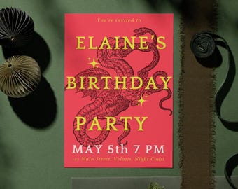 ACOTAR Birthday Party Invitation & Itinerary: Romantasy Digital Template (PDF Download)