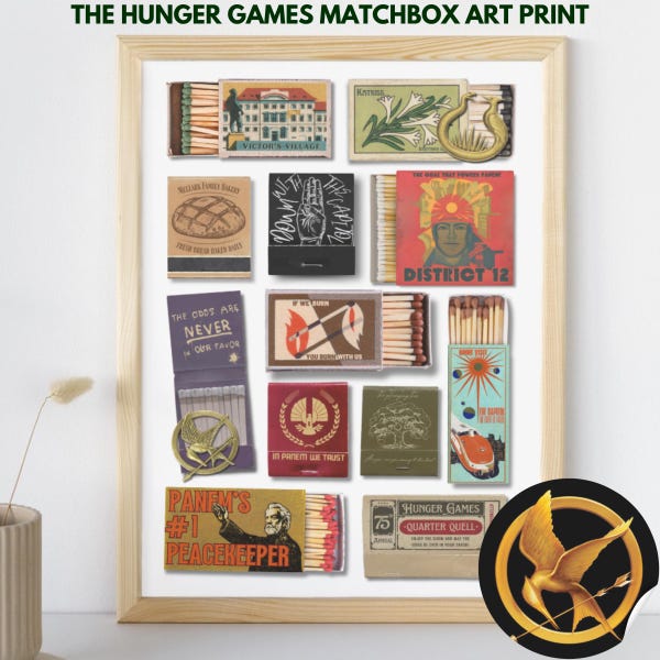 Hunger Games Books Matchbox Poster: Susan Collins Original Trilogy, Snakes and Songbird, & Sunrise on the Reaping (Digital Download)