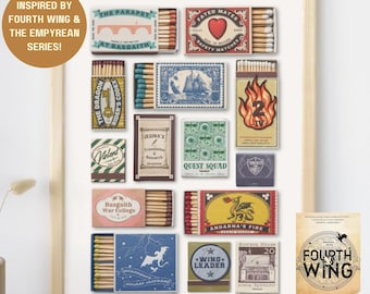 Fourth Wing Matchbox Poster: Rebecca Yarros's Empyrean Series, Onyx Storm, Iron Flame, Romantasy (Digital Download)