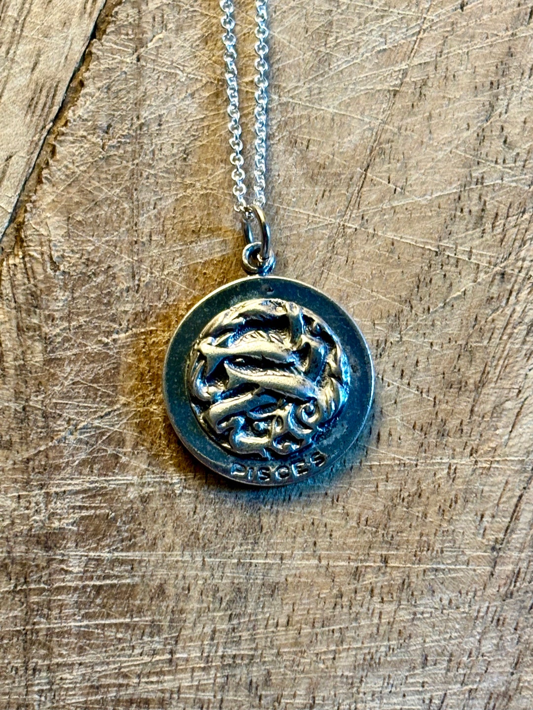 Vintage Sterling Silver Zodiac Pisces Charm Necklace - Etsy