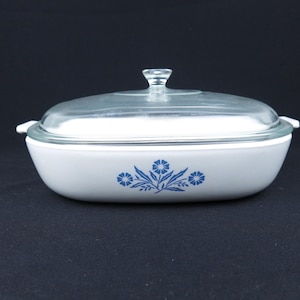 Corning Ware A13 10&quot; blue cornflower casserole dish 1958-59 with lid