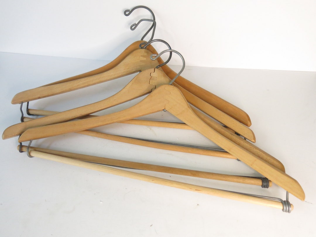 Vintage Wooden Hangers Set of 4 Etsy