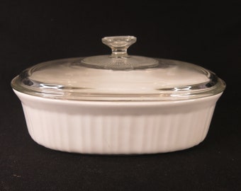 Corning Ware 2.5 qt. Stoneware French White Casserole dish with lid