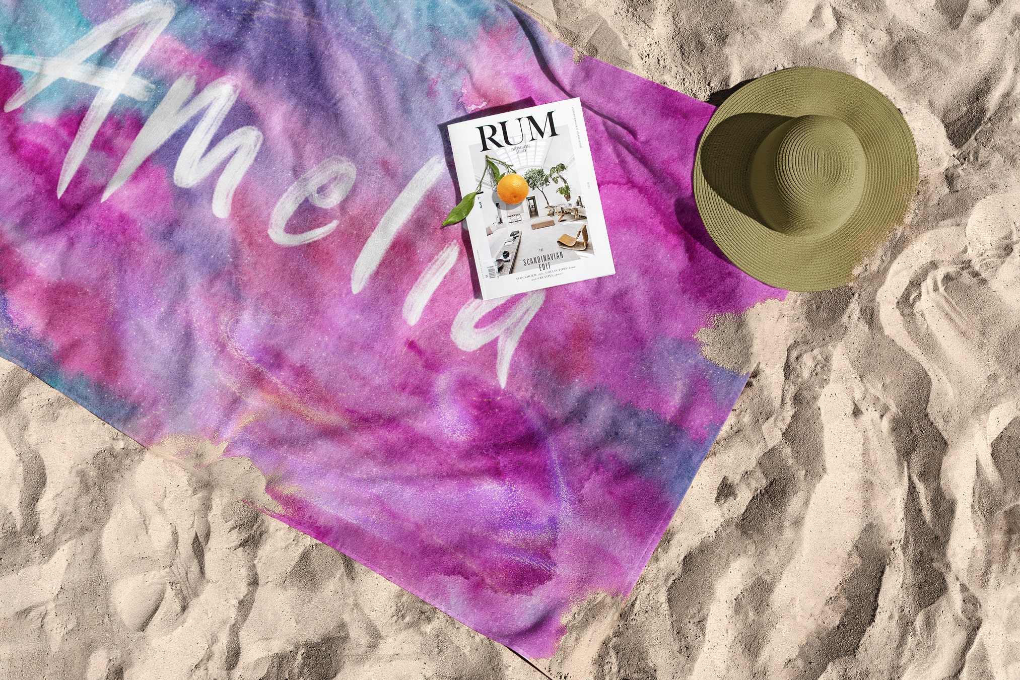 Personalised Custom Beach Towel Cotton Candy Etsy UK