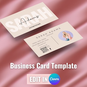 Visitenkarten, editierbare Karte, Canva Vorlage, anpassbar, QR-Code, DIY, Printable Business, Fotokarte, Personalisieren