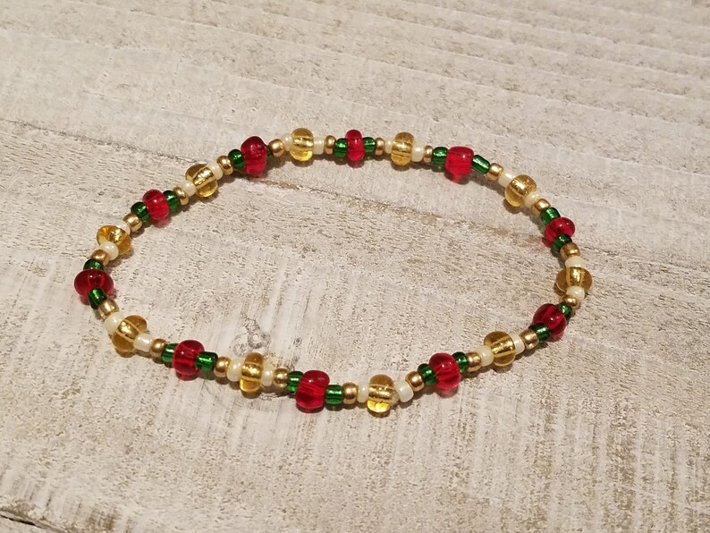 Christmas Bracelet Christmas Beaded Bracelet Christmas Etsy