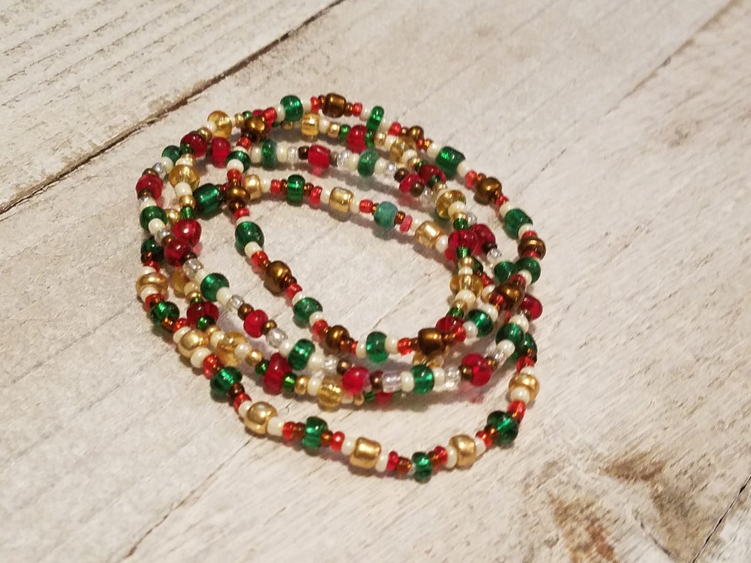 Christmas Bracelet Christmas Beaded Bracelet Christmas Stretch Bracelet