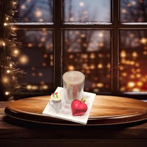 Christmas Votive Candle with Christmas Coco Decor-Warm Leather Amber Scent