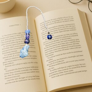 Unieke handgemaakte bladwijzer met glaskralen-7 inch-blauwe kwarts-boekenliefhebber-boekenmarkering-boek string-lezer cadeau-moeder cadeau-voor haar-cadeau