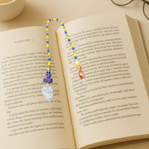 Unieke handgemaakte Pride regenboog kralen bladwijzer-10 inch-blauwe kwarts-book Lover-book marker-book Thong-Reader cadeau-moeder cadeau-voor haar-cadeau